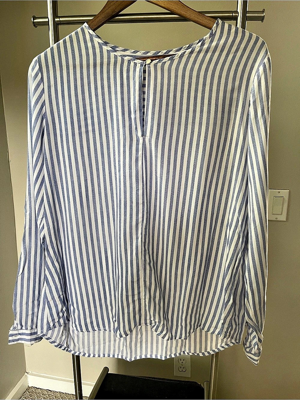 Gap Striped Cotton Blouse Blue & White Large